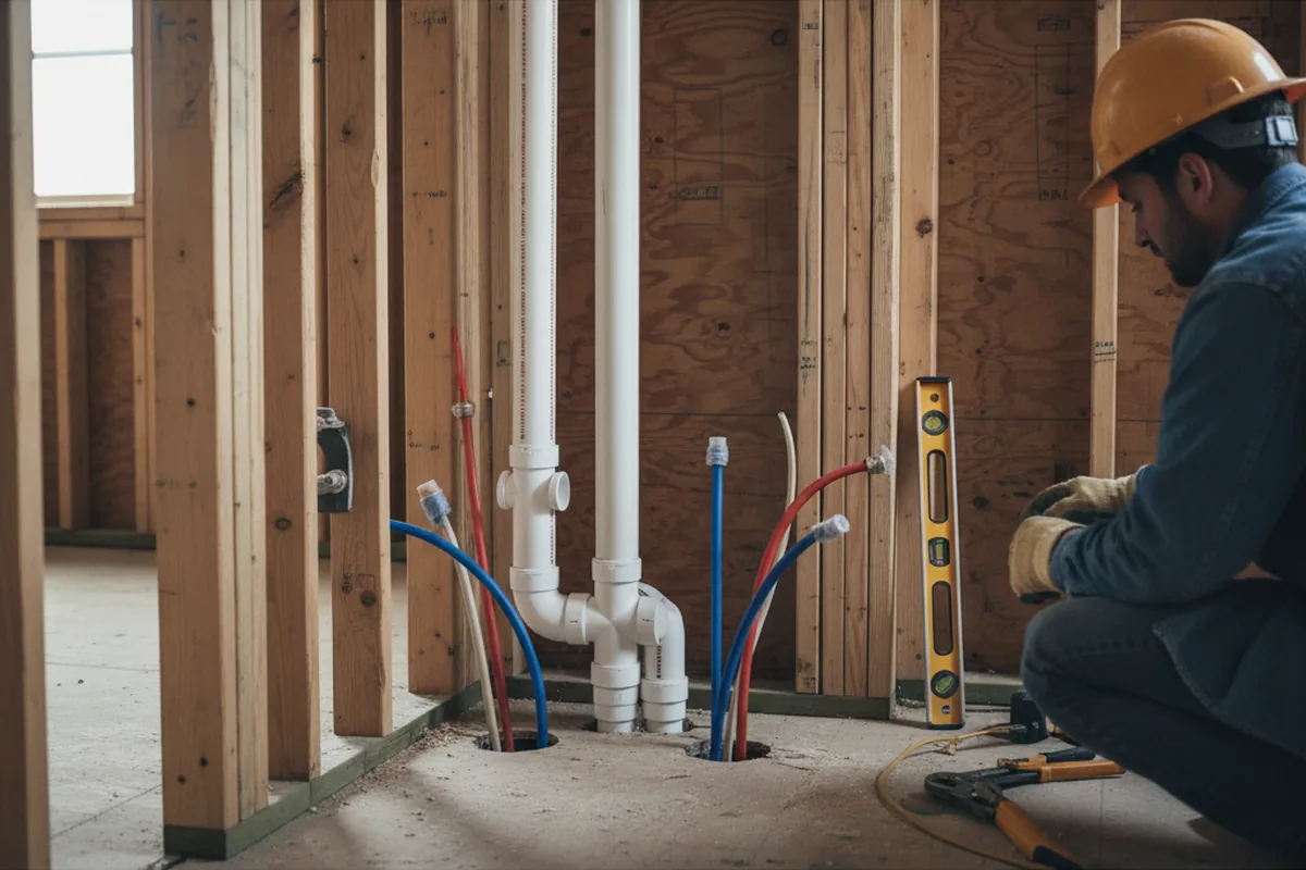 Drain and supply rough-in during Leak Detection in Hickory